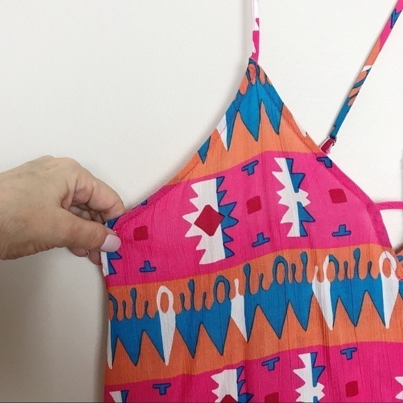Buddy Love NWT Tank Top Pink/Teal Tribal Print M - Picture 3 of 8